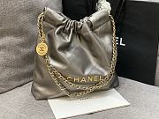 Chanel 22 Tote Grey Shiny Calfskin & Gold-Tone Metal - 39 × 42 × 8 cm - 6