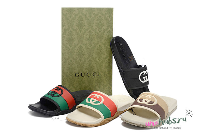 Gucci Rubber Multicolor Slides - 1