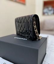 Chanel Lambskin Quilted Golden Links Wallet On Chain WOC Black - 6