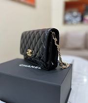 Chanel Lambskin Quilted Golden Links Wallet On Chain WOC Black - 5