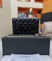 Chanel Lambskin Quilted Golden Links Wallet On Chain WOC Black - 3