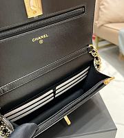 Chanel Lambskin Quilted Golden Links Wallet On Chain WOC Black - 2