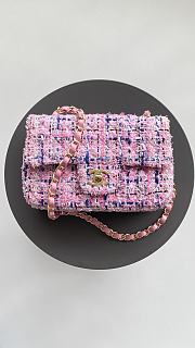 Chanel Classic Flap Bag Tweed Pink 20cm - 6