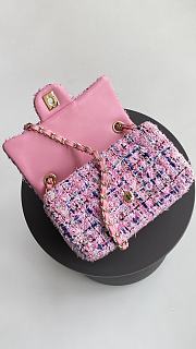 Chanel Classic Flap Bag Tweed Pink 20cm - 5