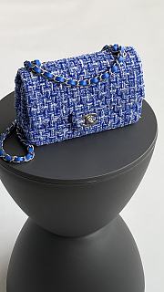 	 Chanel Classic Flap Bag Tweed Blue 20cm - 1