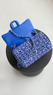 	 Chanel Classic Flap Bag Tweed Blue 20cm - 3