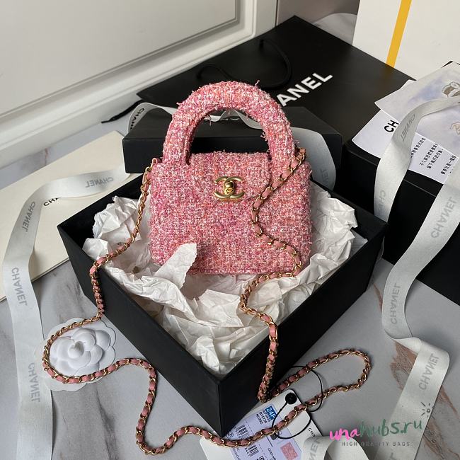 Chanel Mini Kelly Tweed Pink Bag - 1