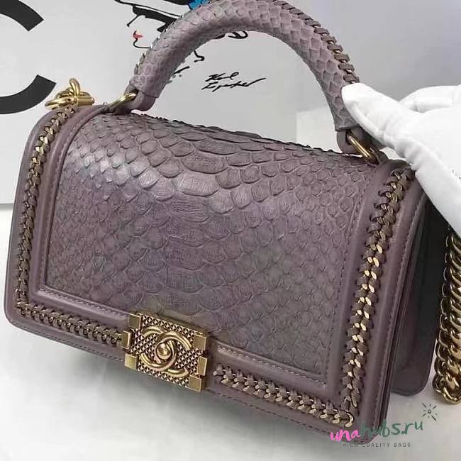 Chanel Le Boy Python Light Purple Bag - 25x10x15cm - 1