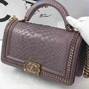 Chanel Le Boy Python Light Purple Bag - 25x10x15cm