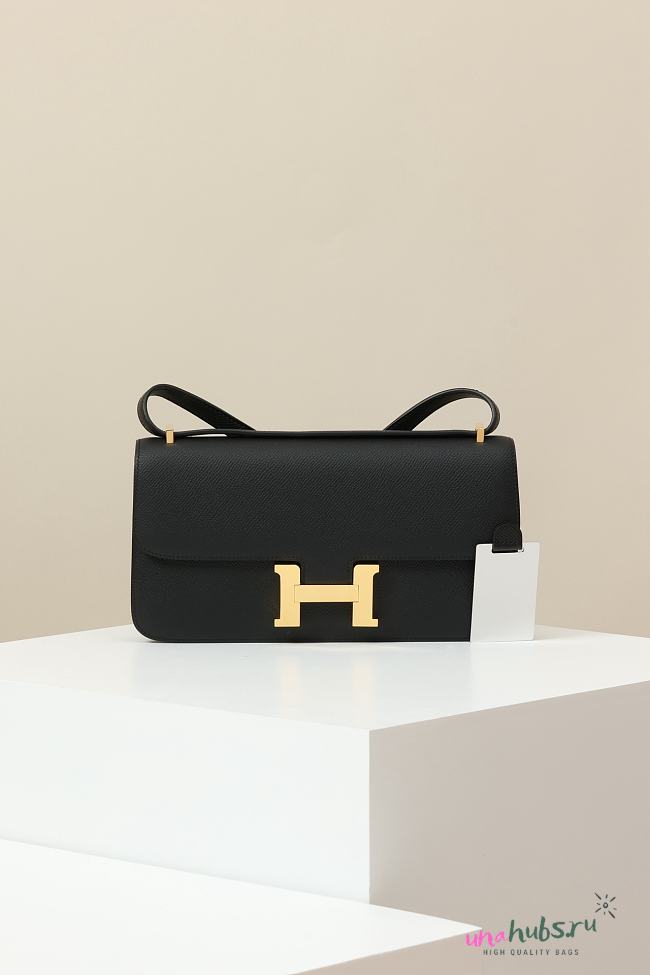 Hermes Long Constance Epsom Leather Black Bag - 24 x 13x 4cm - 1