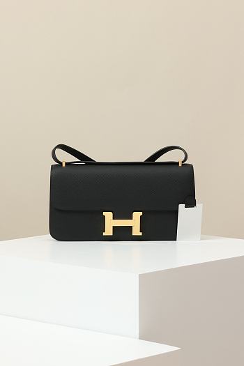 Hermes Long Constance Epsom Leather Black Bag - 24 x 13x 4cm