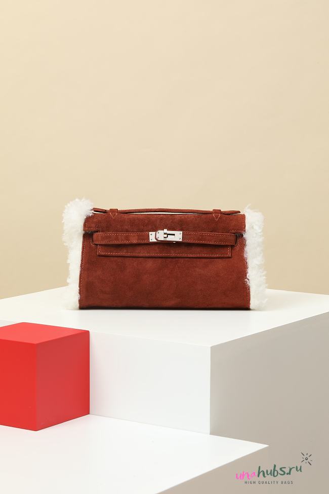 Hermes pochette Pochette Kelly chestnut brown/ecru - 22 x 7 x 13cm - 1