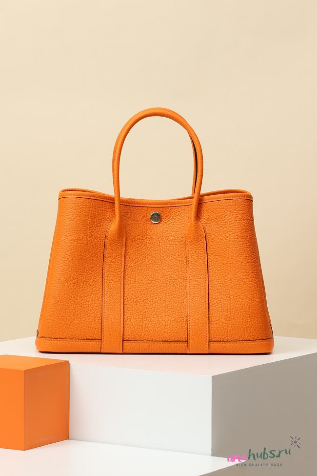 	 Hermes Garden Party Togo Orange Bag - 36x26x17cm - 1