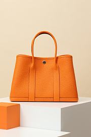 	 Hermes Garden Party Togo Orange Bag - 36x26x17cm - 6