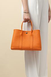 	 Hermes Garden Party Togo Orange Bag - 36x26x17cm - 4