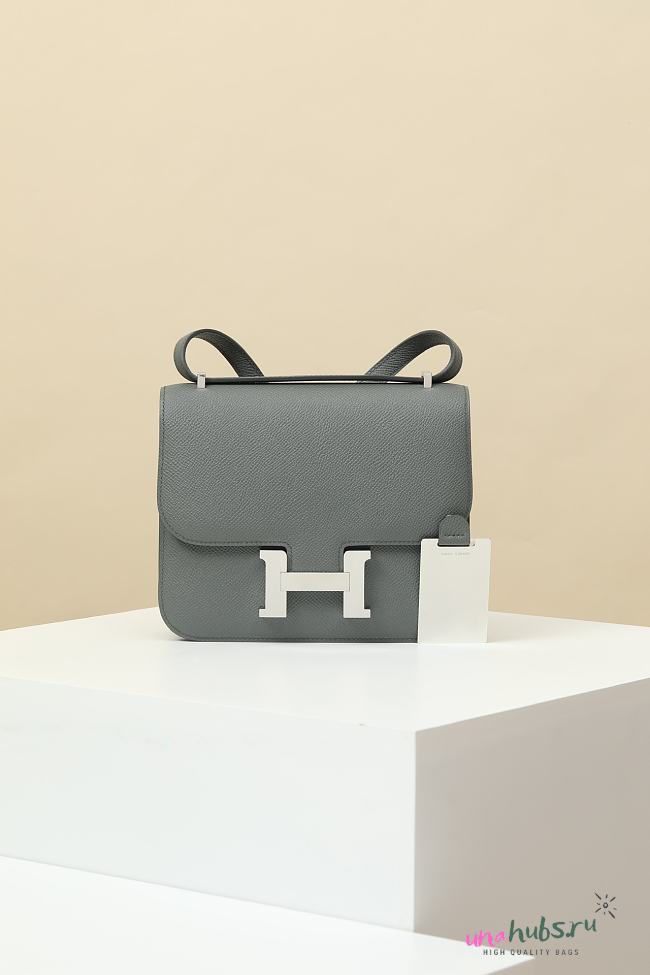 	 Hermes Constance Epsom Leather Bag Grey - 9x15x4cm - 1