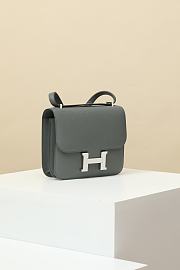 	 Hermes Constance Epsom Leather Bag Grey - 9x15x4cm - 2