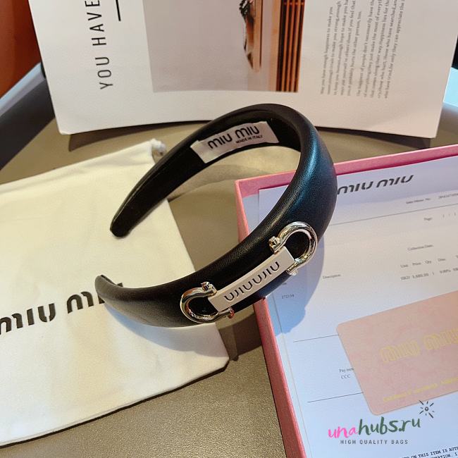 Miu Miu Black Leather Headband - 1