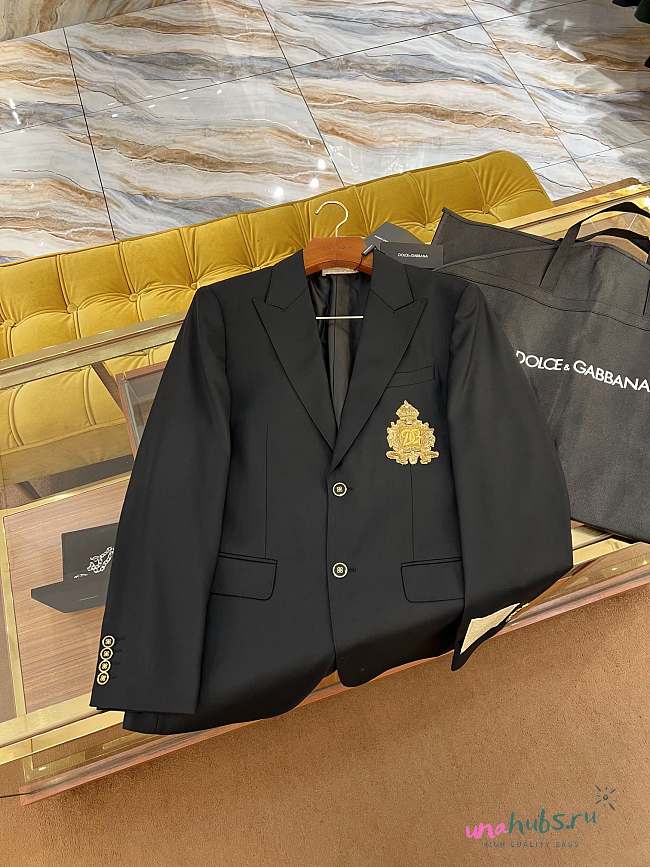 Dolce & Gabbana Single-breasted wool and cashmere jacket with DG patch - 1