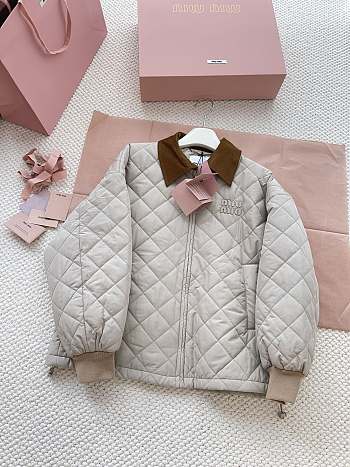 Miu Miu Natural Logo-Patch Quilted Jacket