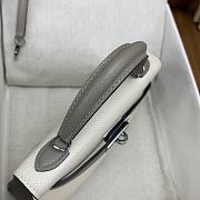 	 Hermes Mini Kelly Epsom Leather White With Grey Strap 19cm - 5