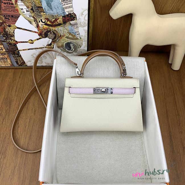 	 Hermes Mini Kelly Epsom Leather Off White Color 19cm - 1