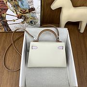 	 Hermes Mini Kelly Epsom Leather Off White Color 19cm - 5