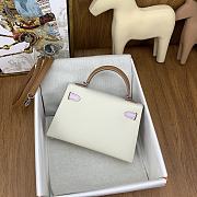 	 Hermes Mini Kelly Epsom Leather Off White Color 19cm - 4