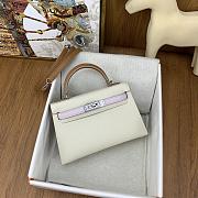 	 Hermes Mini Kelly Epsom Leather Off White Color 19cm - 3