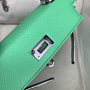 	 Hermes Mini Kelly Epsom Leather Green With White Strap 19cm - 2