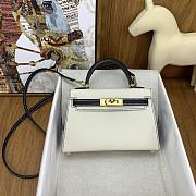 	 Hermes Mini Kelly Epsom Leather White With Blue Strap 19cm - 4