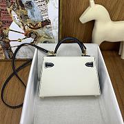 	 Hermes Mini Kelly Epsom Leather White With Blue Strap 19cm - 3