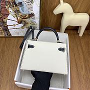 	 Hermes Mini Kelly Epsom Leather White With Blue Strap 19cm - 2