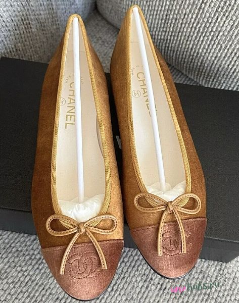 Chanel Ballet Flats Velvet Brown - 1