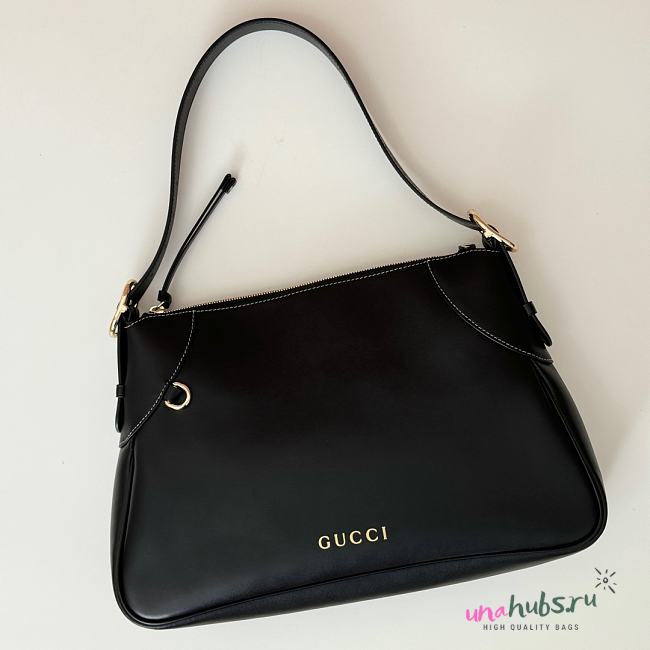 Gucci Black Leather Emblem small shoulder bag - 36x23.5x7.5CM - 1