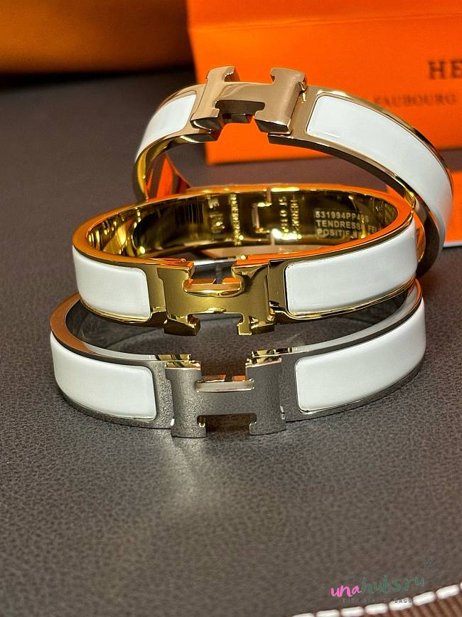 Hermes Clic H white bracelet  - 1