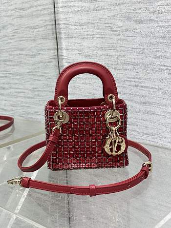 Dior Mini Lady Red Bag 12*10*5cm