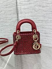 Dior Mini Lady Red Bag 12*10*5cm - 4