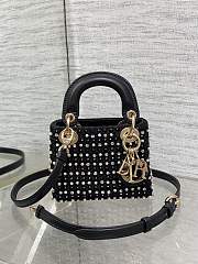 Dior Mini Lady Black With Stone Bag 12*10*5cm - 1