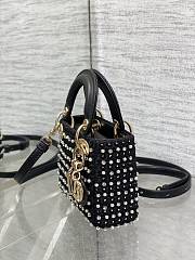 Dior Mini Lady Black With Stone Bag 12*10*5cm - 5