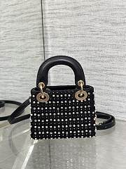 Dior Mini Lady Black With Stone Bag 12*10*5cm - 4