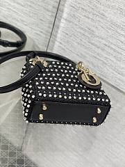 Dior Mini Lady Black With Stone Bag 12*10*5cm - 3