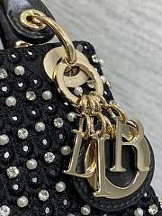 Dior Mini Lady Black With Stone Bag 12*10*5cm - 2