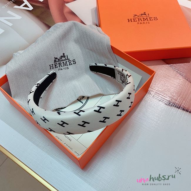 Hermes H Logo White Headband - 1