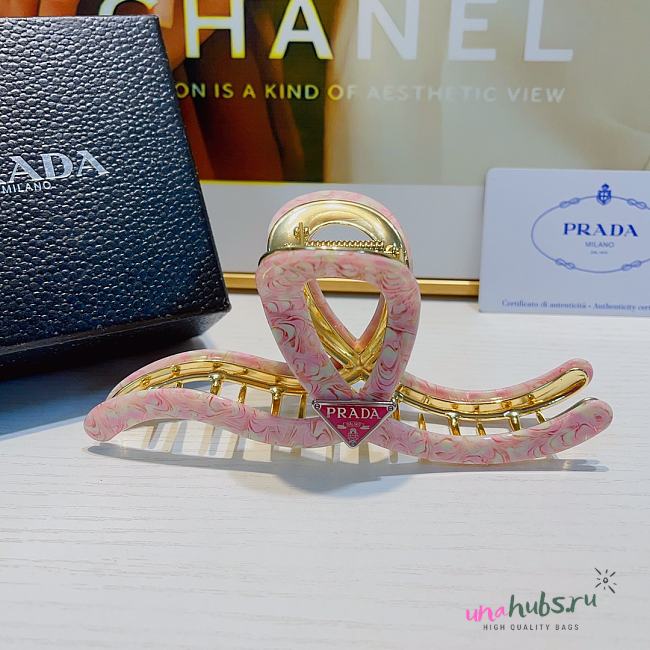 Prada Pink and Metal Claw Clip - 1