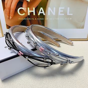 Chanel Silver Leather Headband