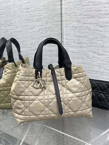 Dior Medium Toujours Bag Beige and Black - 28.5*19*21cm