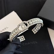 Chanel Silver Cuff With Pearl & Diamond - 4