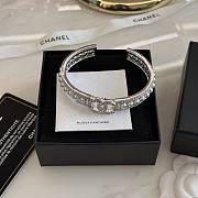 Chanel Silver Cuff With Pearl & Diamond - 2