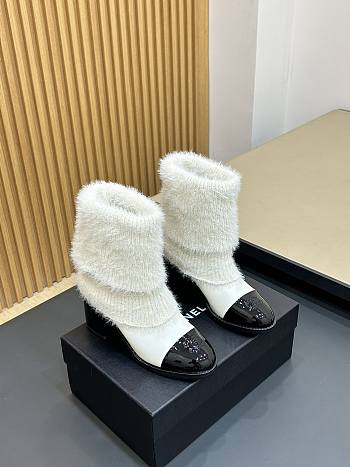 Chanel Fur Leather Ankle Boots